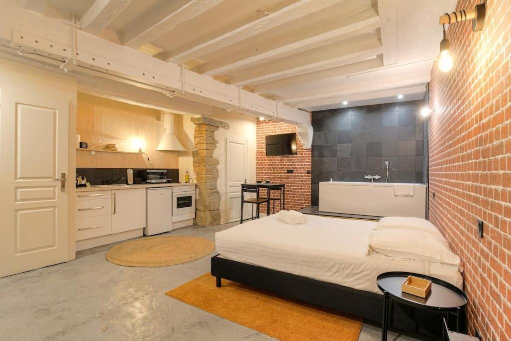 Industrial-Style Studio With Bathtub, Vieux-ليون المظهر الخارجي الصورة